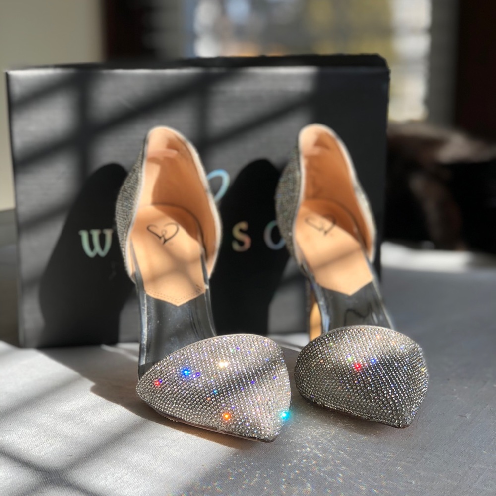 Silver Bling Stiletto Heels NWT